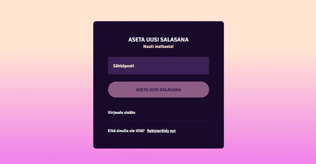 Syötä sähköposti salasanalomakkeeseen.